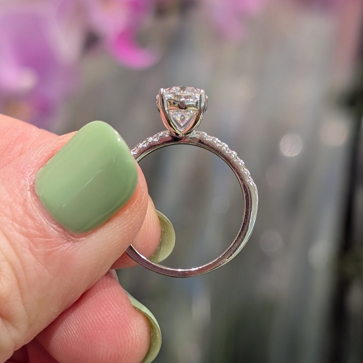 The Aurora Grande — 3CT Oval Cut Moissanite Ring | Pavé Band
