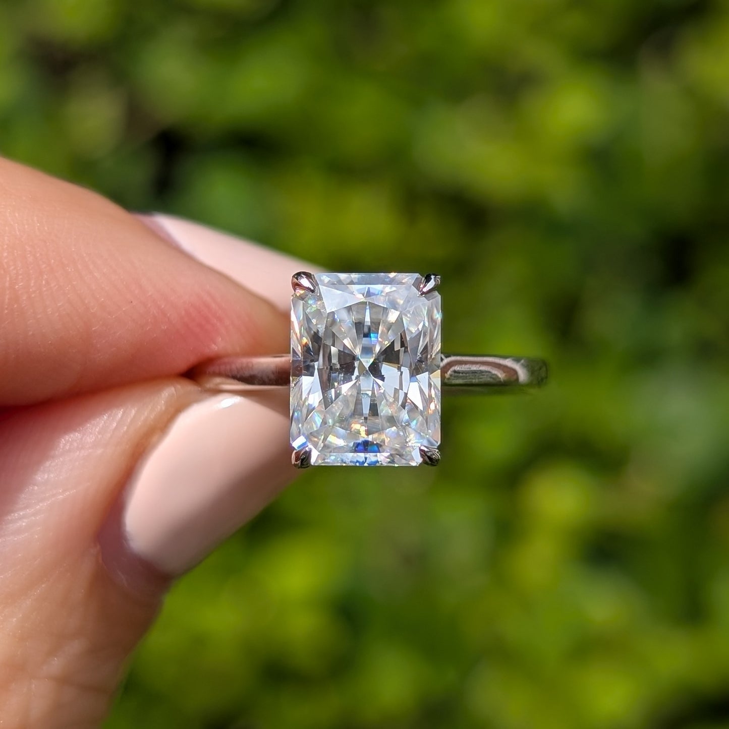 The Radiance — 3CT Radiant Cut Moissanite Ring | Hidden Halo