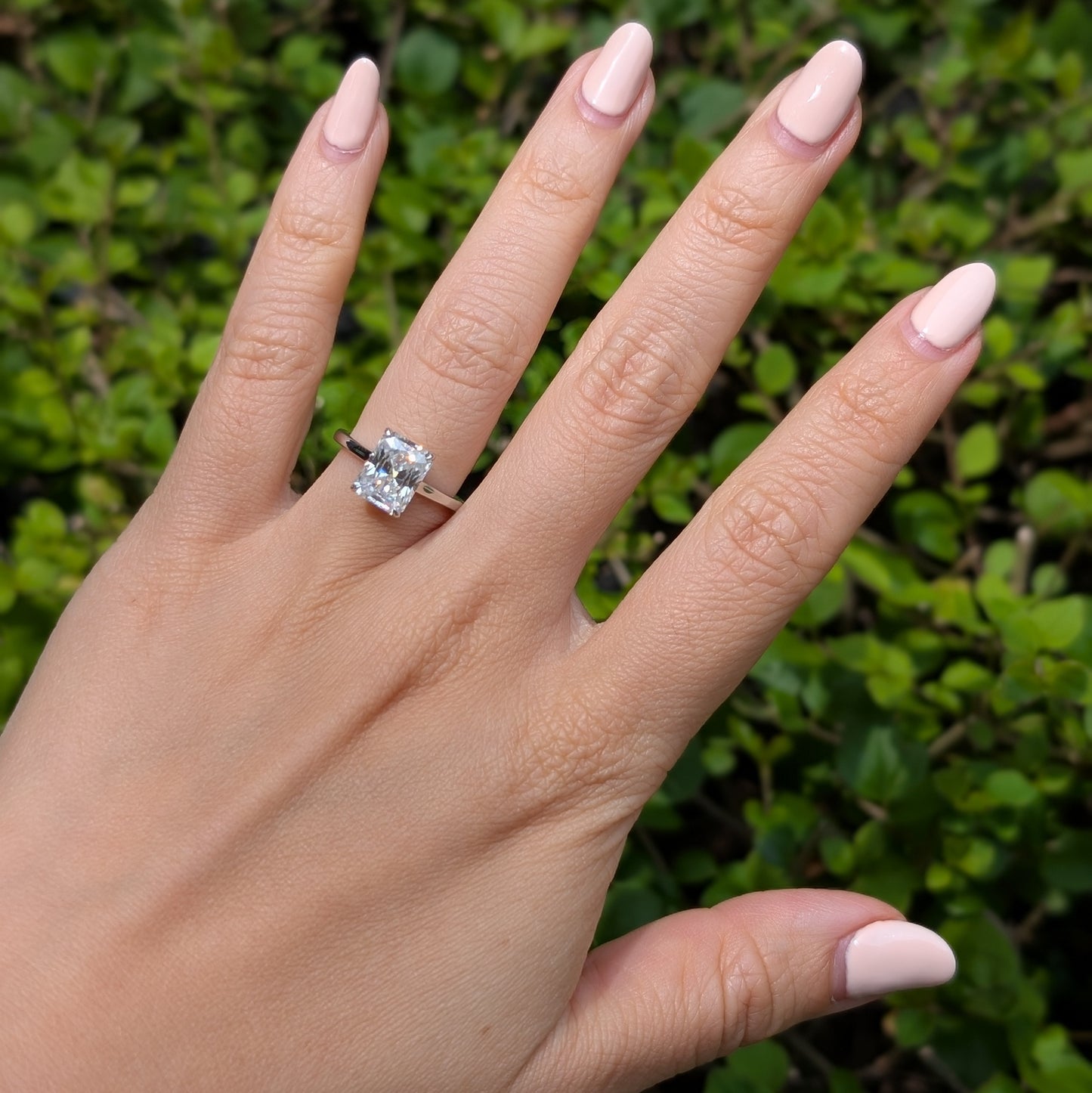 The Radiance — 3CT Radiant Cut Moissanite Ring | Hidden Halo