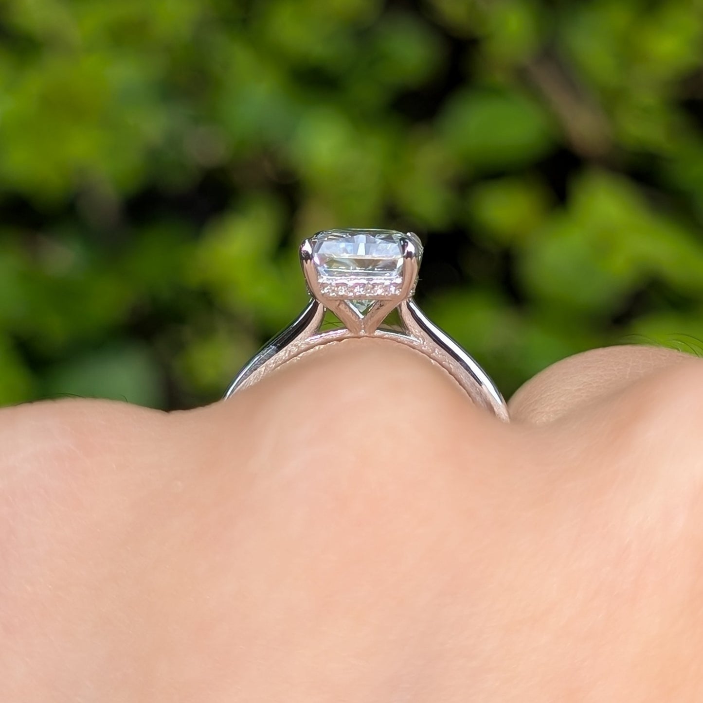 The Radiance — 3CT Radiant Cut Moissanite Ring | Hidden Halo