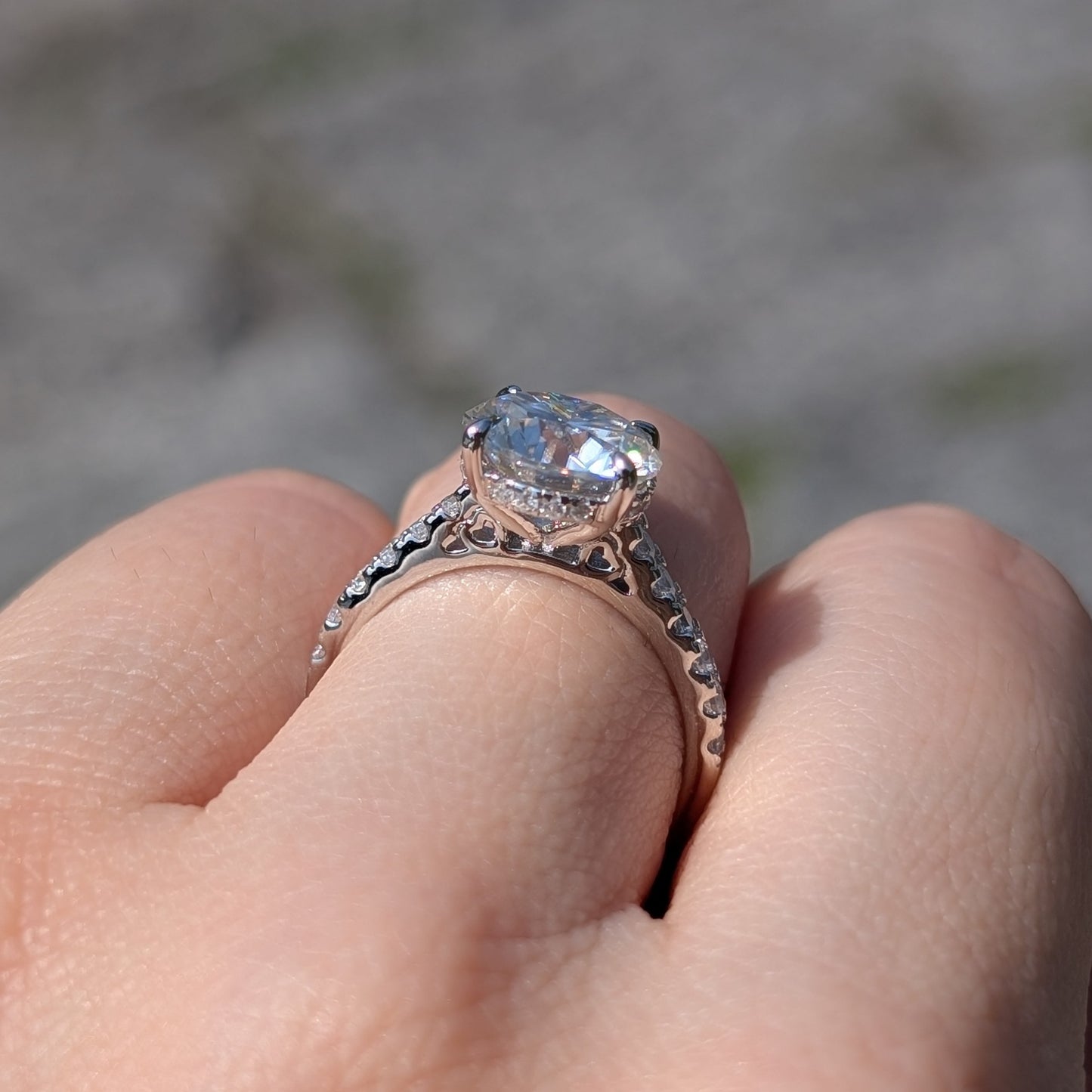 Cupid's Secret Grande — 3CT Round Brilliant Moissanite Ring | Hidden Heart Gallery