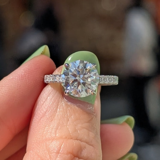 Cupid's Secret Grande — 3CT Round Brilliant Moissanite Ring | Hidden Heart Gallery