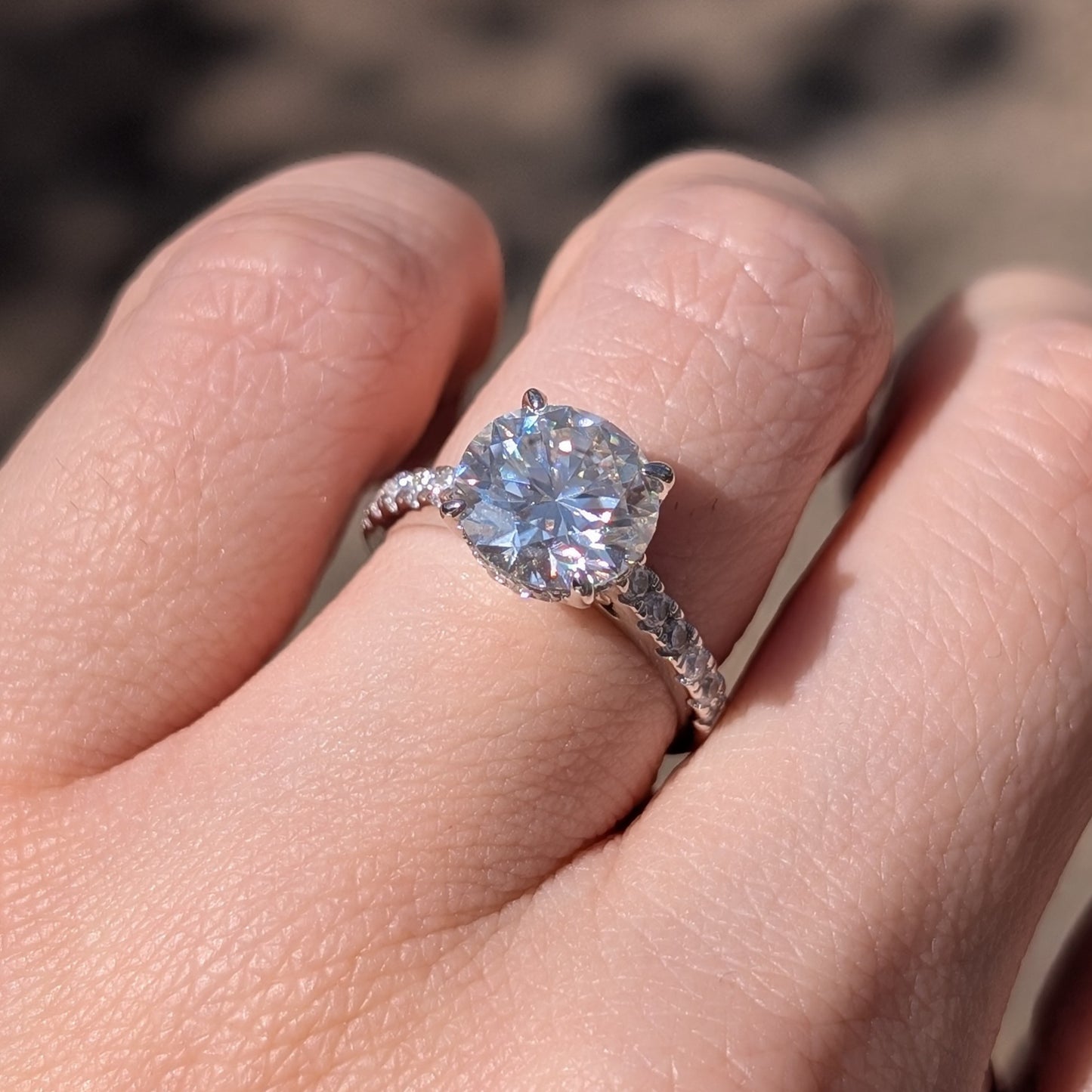 Cupid's Secret Grande — 3CT Round Brilliant Moissanite Ring | Hidden Heart Gallery
