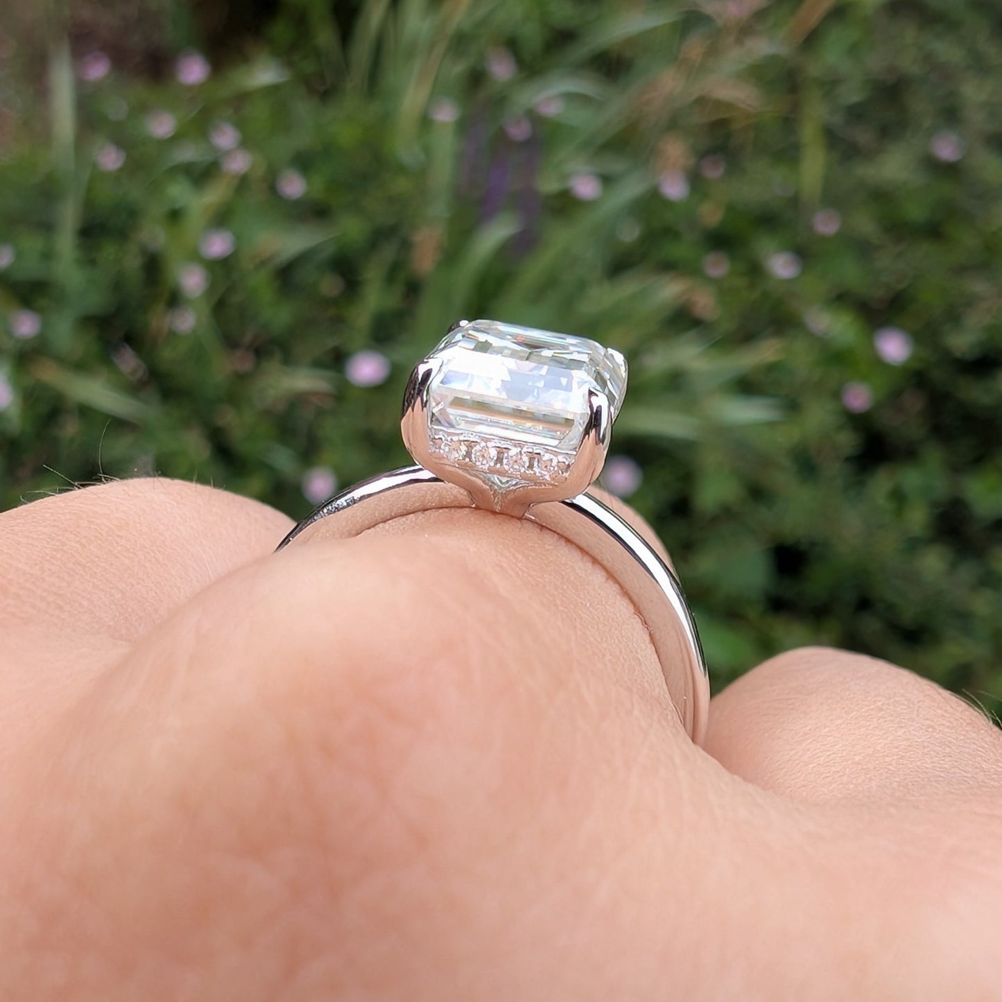 The Gatsby — 4CT Emerald Cut Moissanite Ring | Hidden Halo
