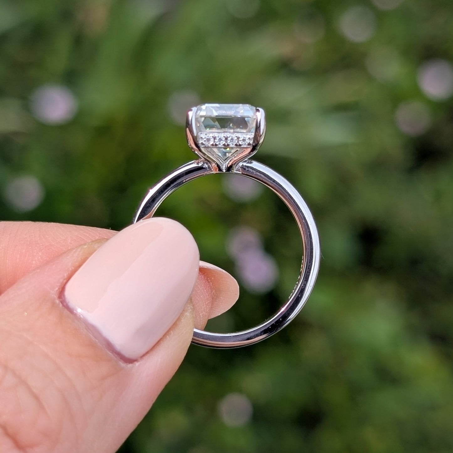 The Gatsby — 4CT Emerald Cut Moissanite Ring | Hidden Halo
