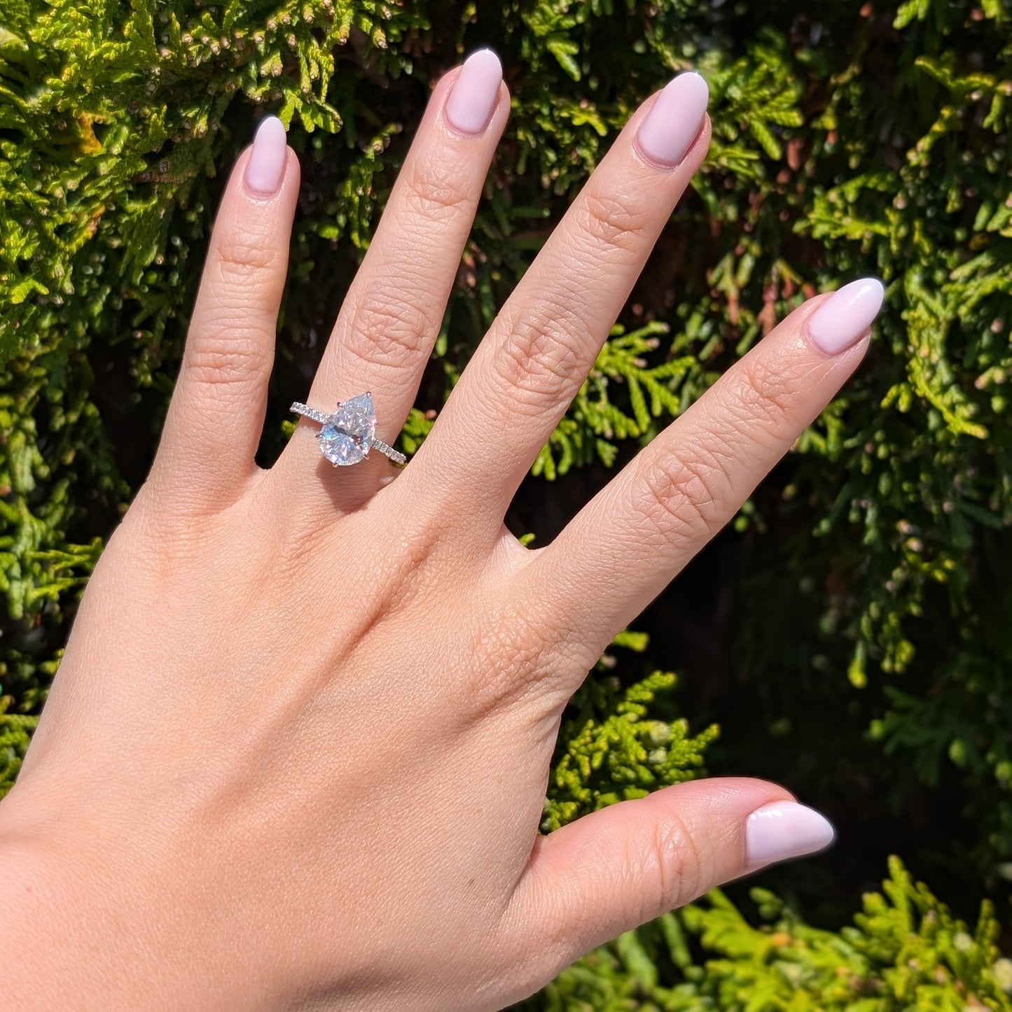 The Beloved Grande Pavé — 4CT Pear Moissanite Pavé Ring | Hidden Halo