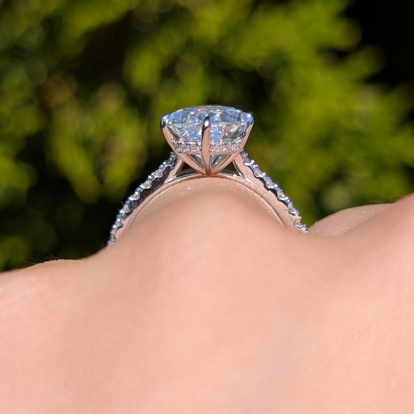 The Beloved Grande Pavé — 4CT Pear Moissanite Pavé Ring | Hidden Halo