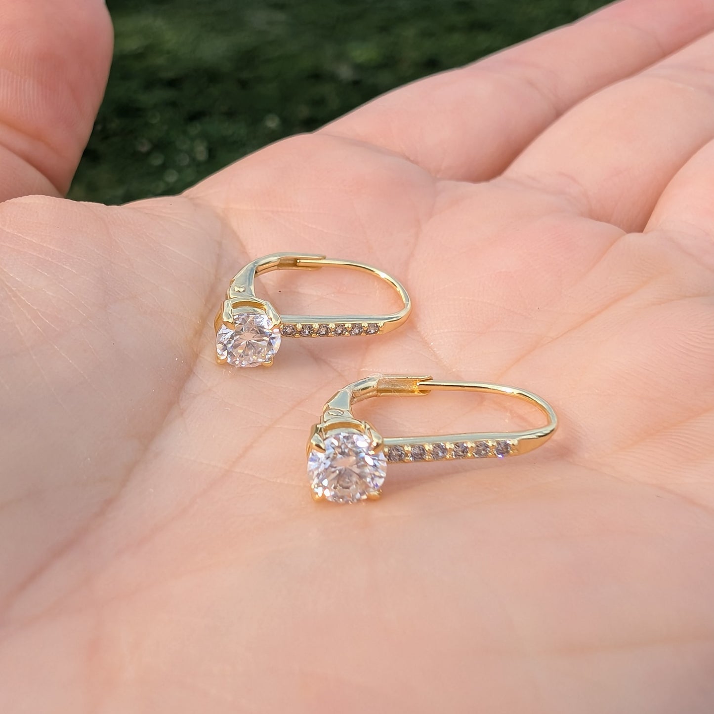The Éclat Drop Gold — Moissanite Drop Earrings with Pavé Lever-Back