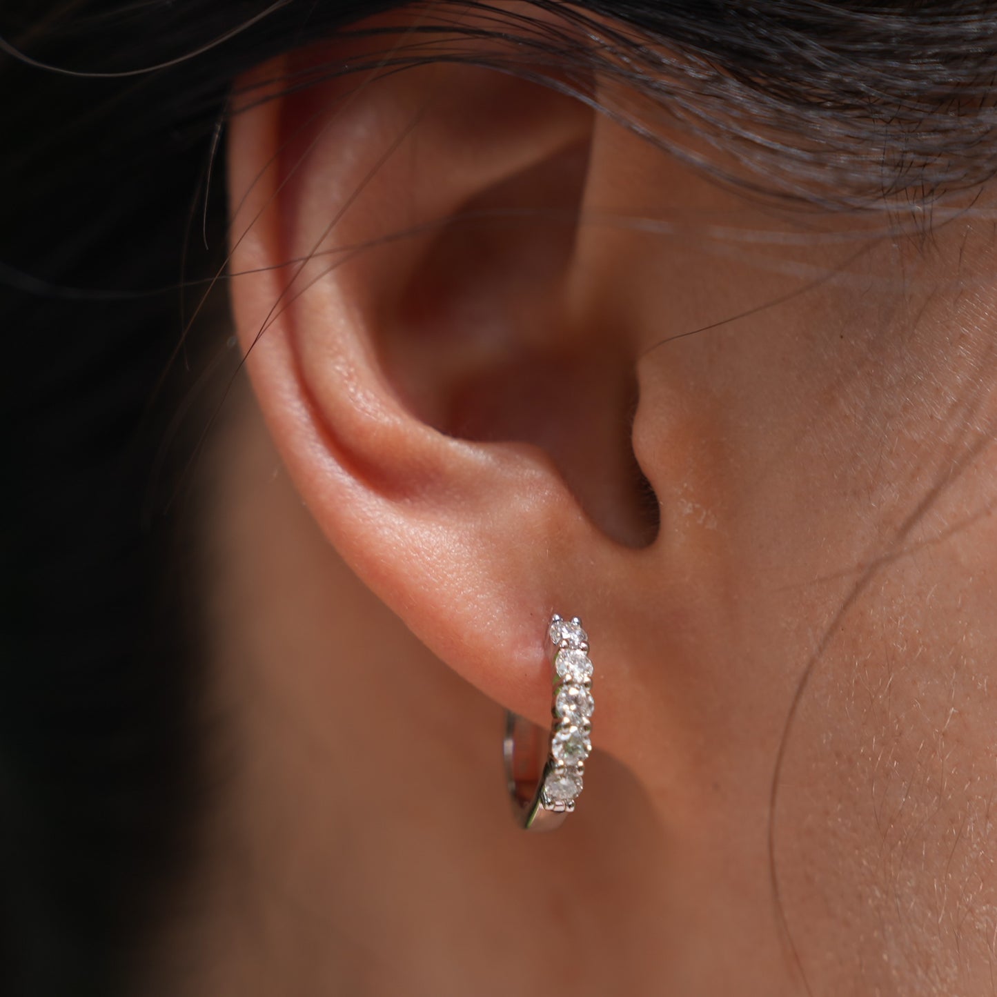 The Lumi Hoops — 0.6CT Moissanite Huggie Hoop Earrings